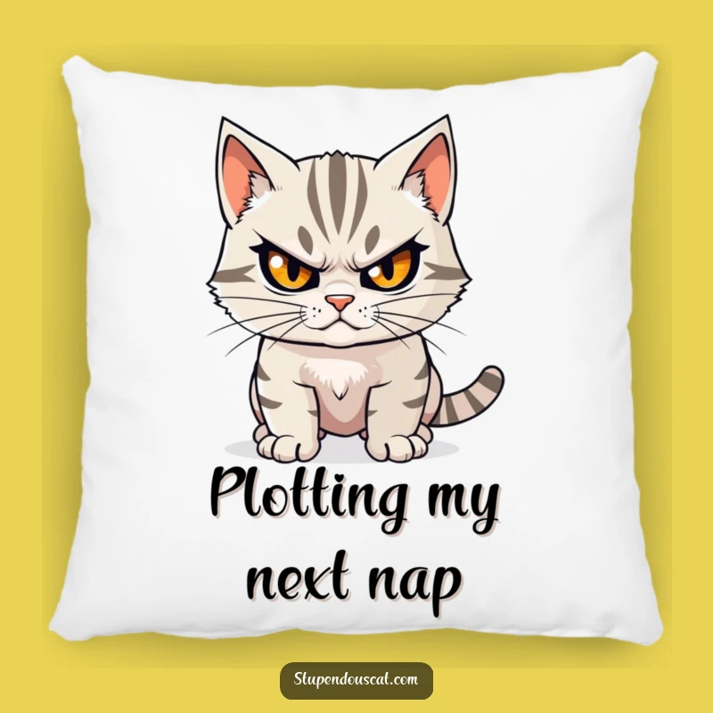 Funny Determined Cat Pillow: Comfort with a Purpose
