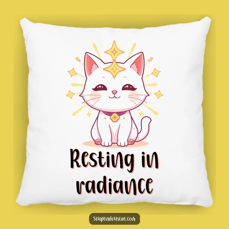 Funny Radiant Celestial Cat Pillow: Cozy Cosmic Dreams, Adorable Funny Gift!