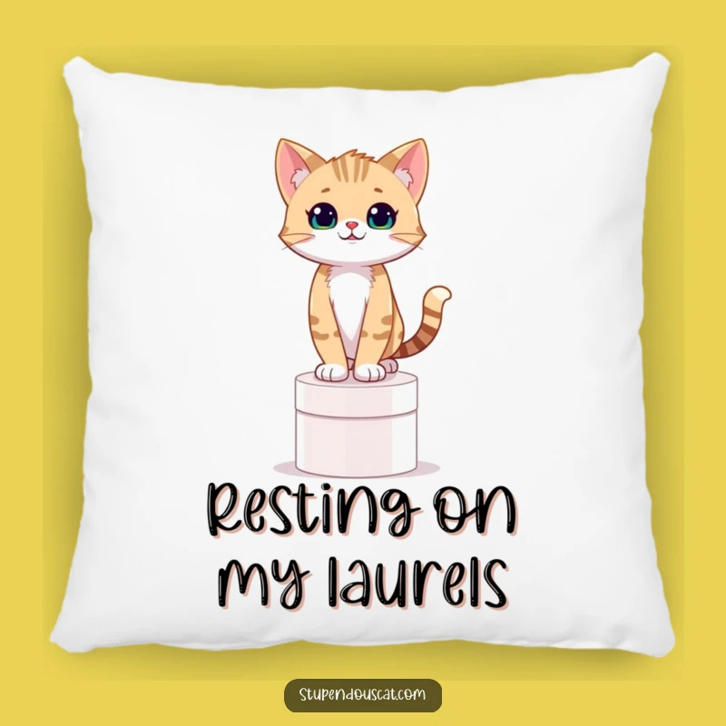 Funny Confident Cat Cub on Pedestal Pillow - Comfy and Hilarious Decor