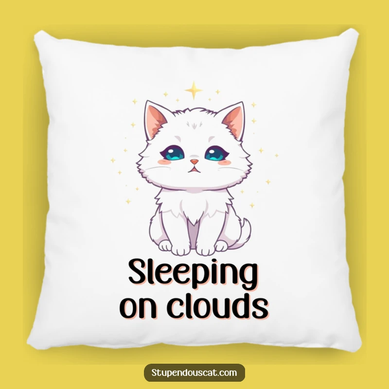 Funny White Cat Stardust Pillow - Cozy Majestic Cushion Gift