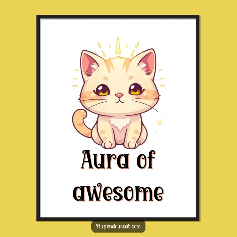 Funny Radiant Cat Digital Art - Instant Download Aura Decor Gift
