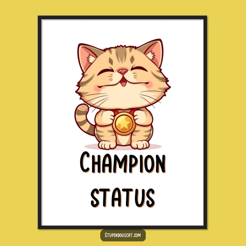 Funny Award Cat Digital Art - Stupendous Medal Printable for Winning Decor
