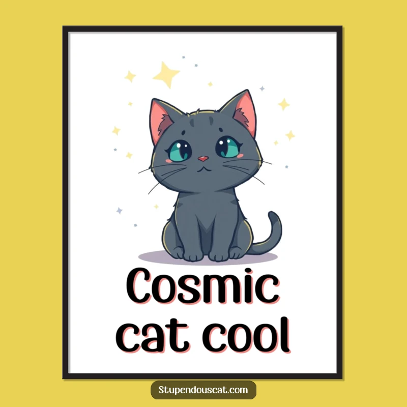 Funny Starry Night Cat Digital Print: Celestial Feline Art, Instant Funny Gift