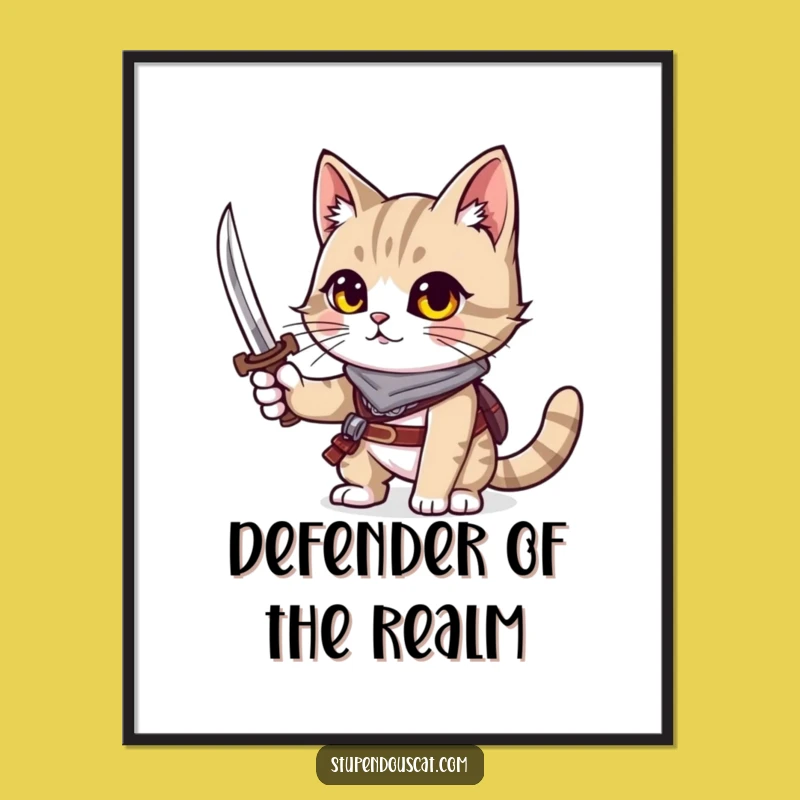 Funny Adventurous Cat Digital Art - Instant Download Warrior Decor Gift