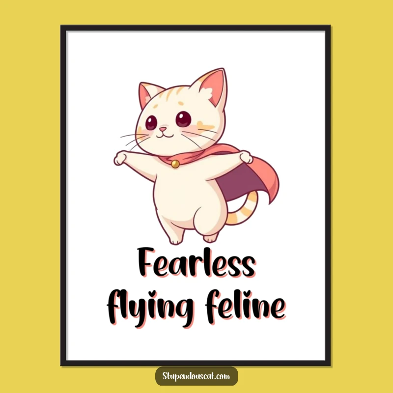 Funny Cape Cat Digital Print: Instant Heroic Drama Funny Gift
