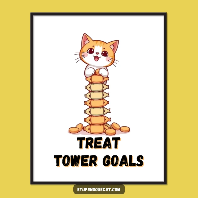 Funny Cat Balance Digital Art - Precarious Treat Tower Printable Decor