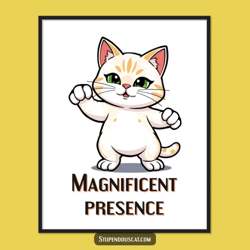 Funny Hero Cat Digital Art - Frame Confident Feline Power, a Customizable Funny Gift