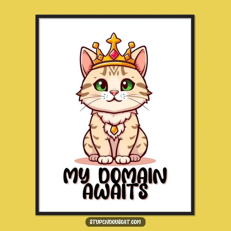 Funny Regal Cat Digital Art: Royal Confidence for Majestic Wall Decor