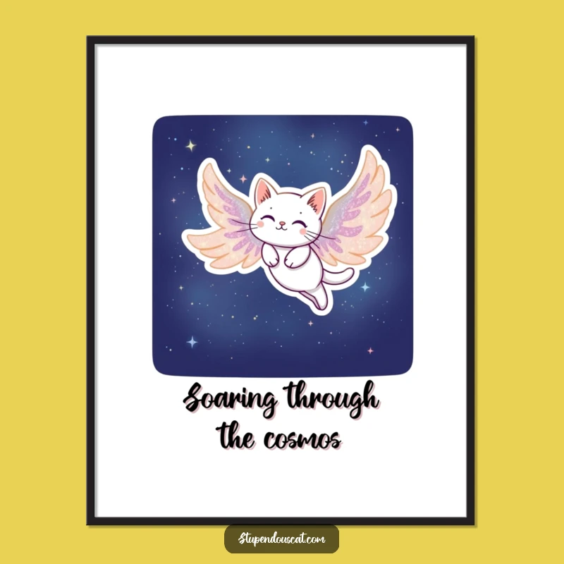 Funny Stardust Cat Digital Print: Wall Art Gift for Dreamers Who Admire the Night Sky
