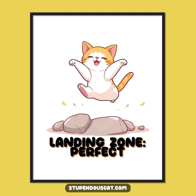 Funny Cat Landing Digital Art: Instant Wall Decor with Hilarious Feline Action, Perfect Funny Gift