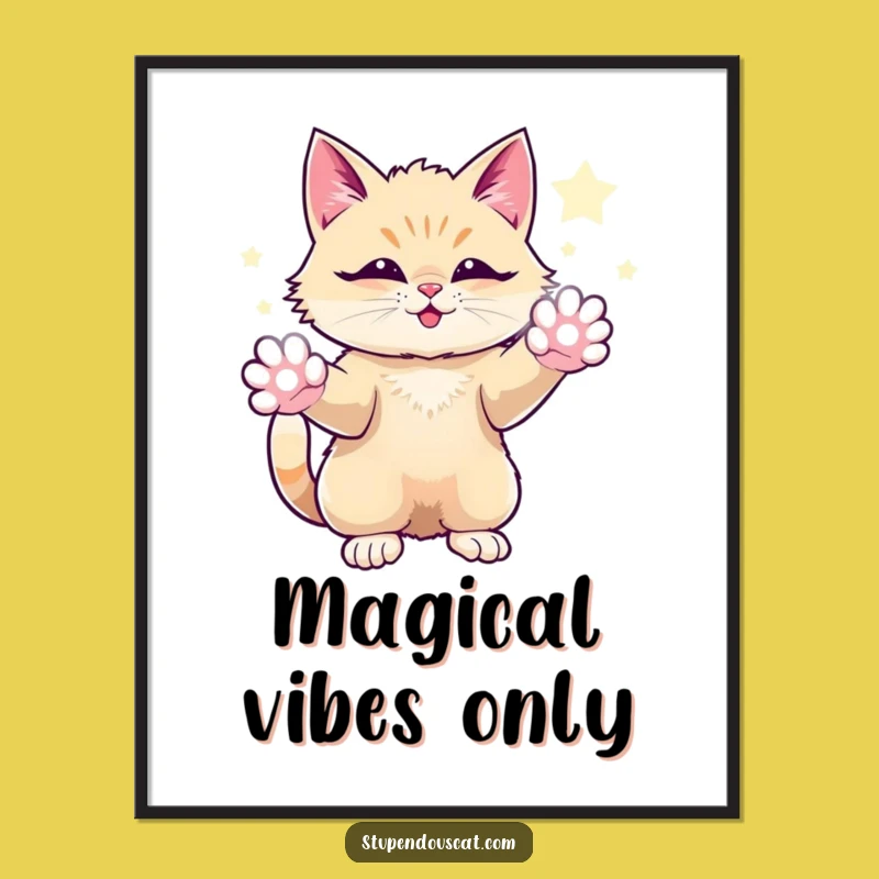 Funny Magical Cat Digital Art: Sparkling Paws for Awe-Inspiring Decor