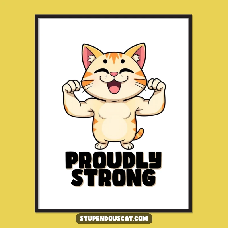 Funny Strong Cat Flex Digital Art - Motivational Decor