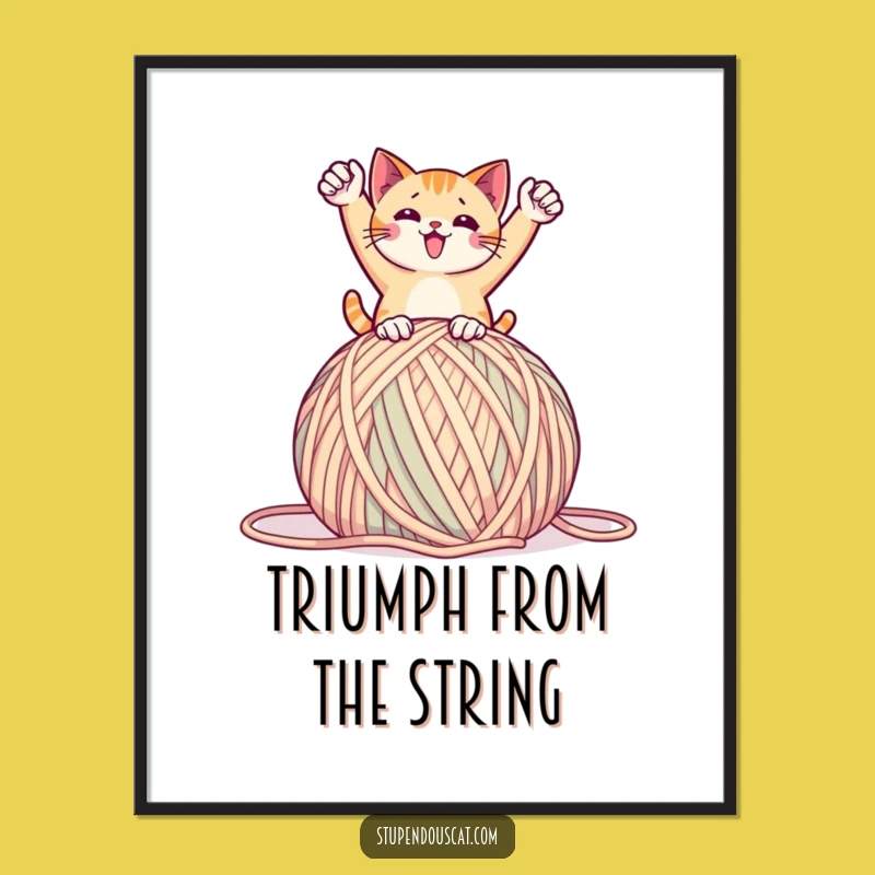 Funny Yarn Master Digital Art: Triumphant Pose Printable, Ideal Funny Gift