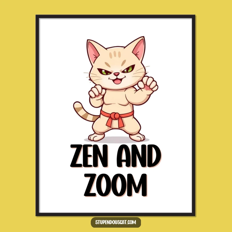 Funny Martial Arts Cat Digital Art - Instant Dynamic Wall Decor