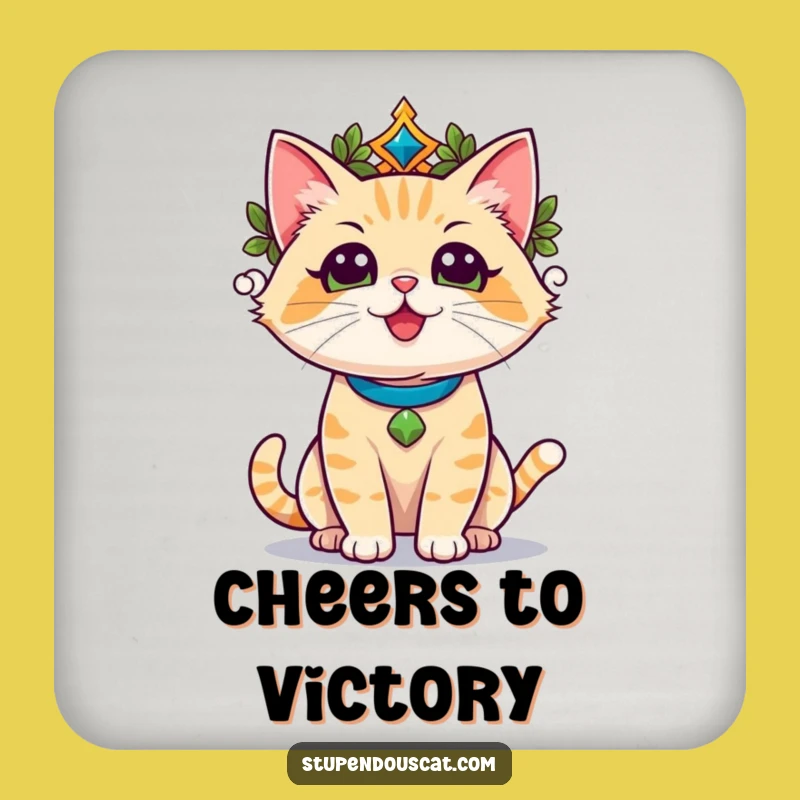 Funny Champion Cat Coaster - Triumphant Glory Drink Protector Gift