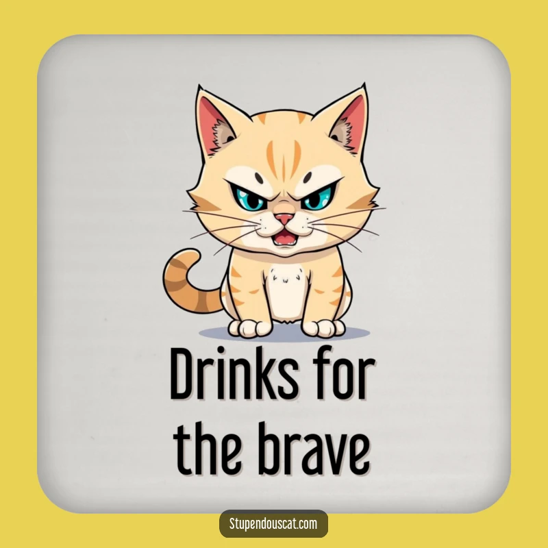 Funny Fearless Cat Coasters: Protect Surfaces with Stupendous Bravery