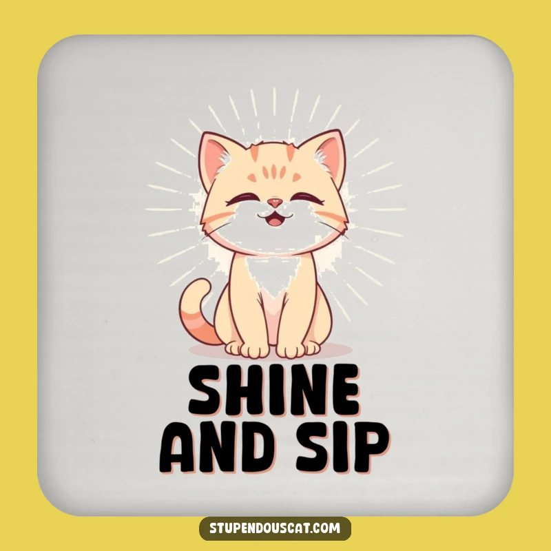 Funny Powerful Cat Cub Aura Coaster - Protect Surfaces with Majesty & Humor