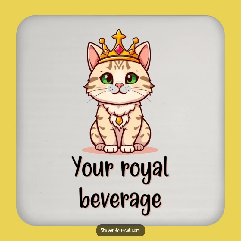Funny Regal Cat Coaster: Protect Your Table with Royal Confidence