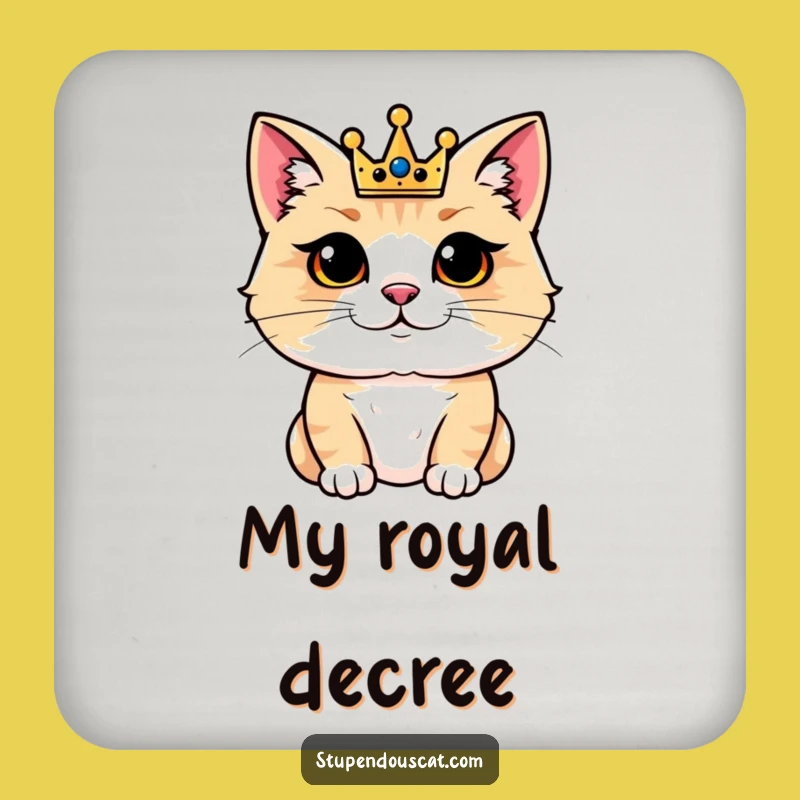 Funny Royal Cat Crown Coaster: Pleased Feline Decor, Gift Set