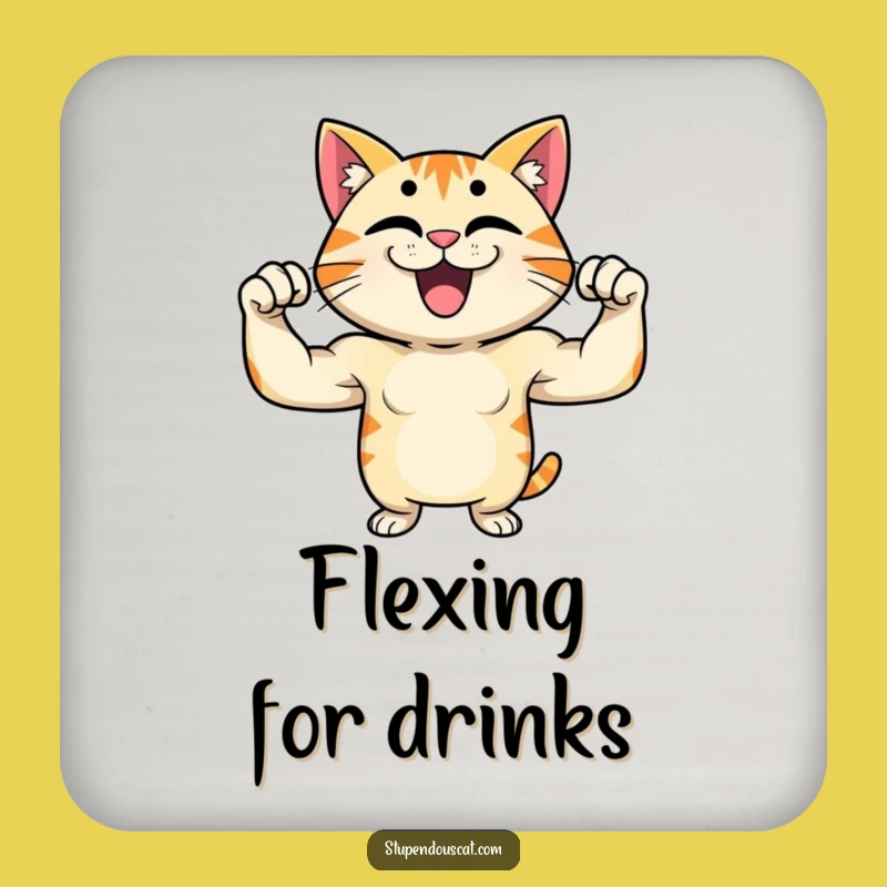 Funny Strong Cat Flex Coaster - Protect Surfaces with Power