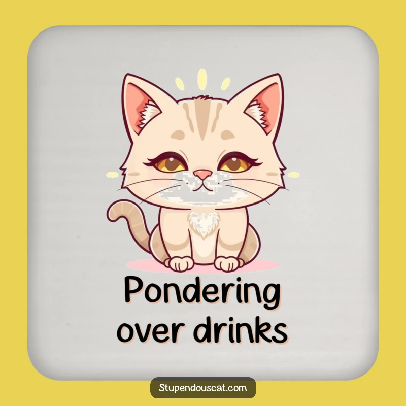 Funny Wise Cat Aura Coasters: Protect Surfaces with Wisdom