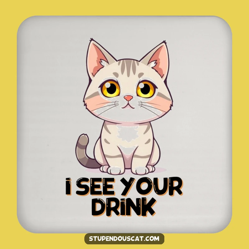 Funny Mystic Cat Coaster: Glowing Protection, Perfect Funny Gift