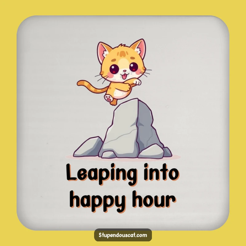 Valiant Cat Cub Leap Coaster Set: Protect with Determined Charm!