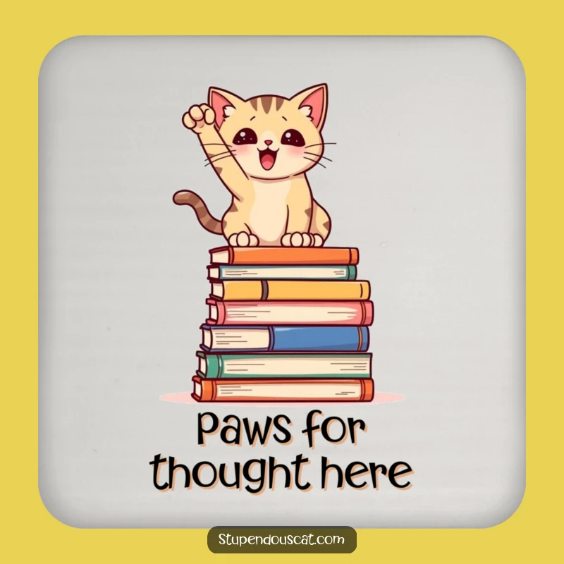 Funny Book Cat Coasters: Protect Surfaces with Literary Humor Funny Gift