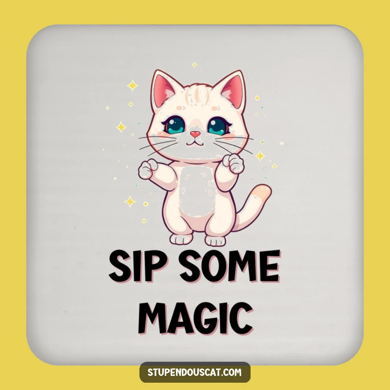 Magical Cat Sparkles Coaster - Dazzling Feline Drink Protector Gift