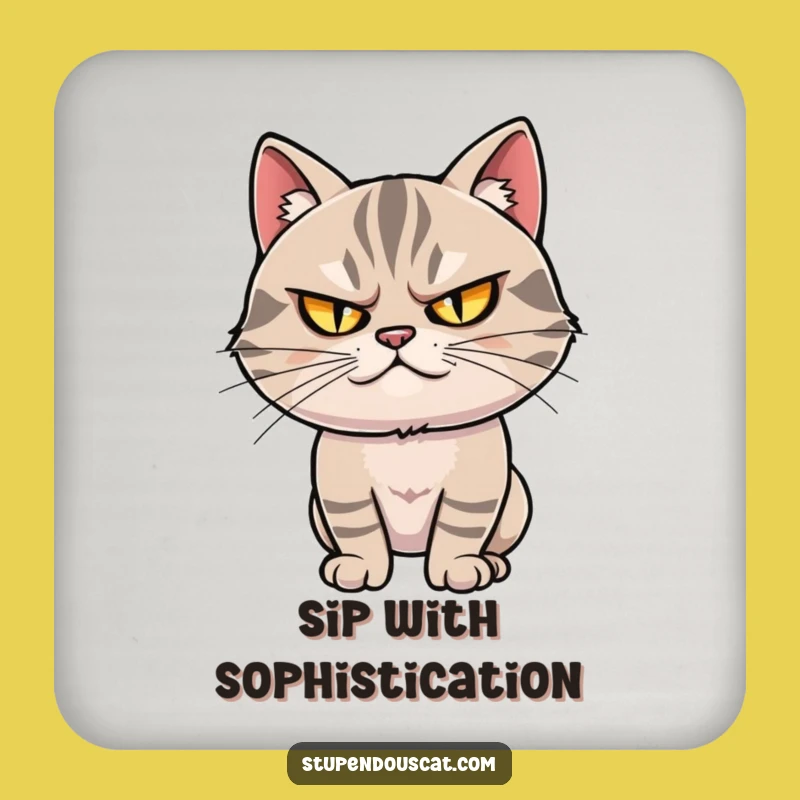 Funny Smug Cat Pose Coaster: Protect Surfaces with Style - Cute Funny Gift