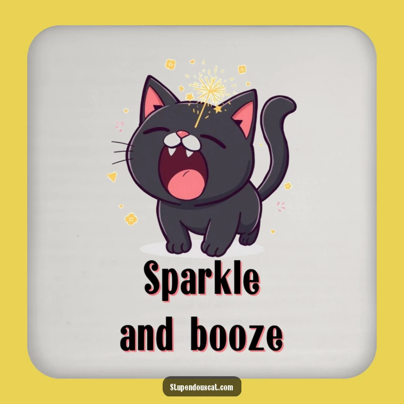 Funny Roaring Cat Fireworks Drink Coaster - Explosive Protective Pad Gift