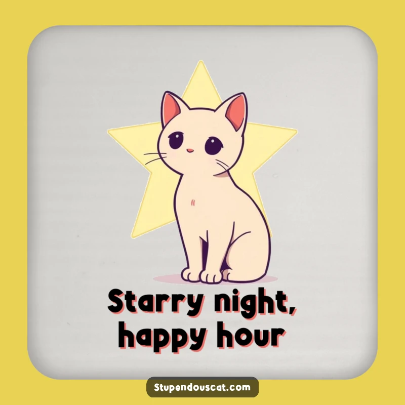 Funny Star Cat Coaster - Silhouette Glow, Hilarious Celestial Protection