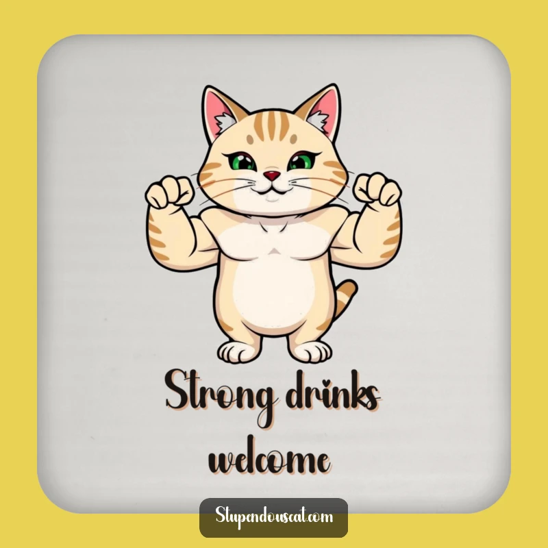 Funny Strong Cat Coaster: Protect Surfaces with Prideful Flex