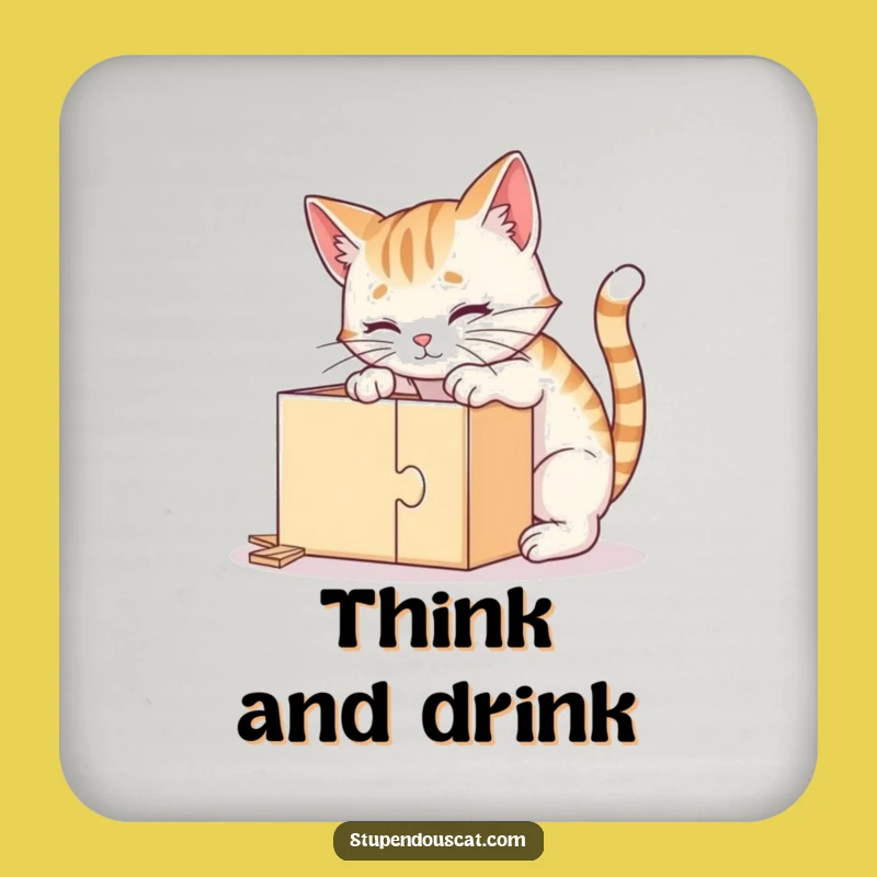 Funny Clever Cat Puzzle Coaster - Protect Surfaces with Hilarious Feline Art