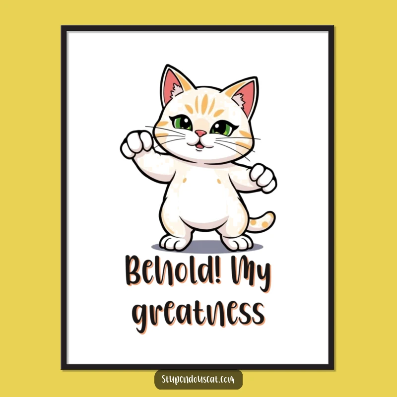 Funny Hero Cat Poster - Majestic Feline Pose for a Bold and Humorous Wall Art, a Funny Gift