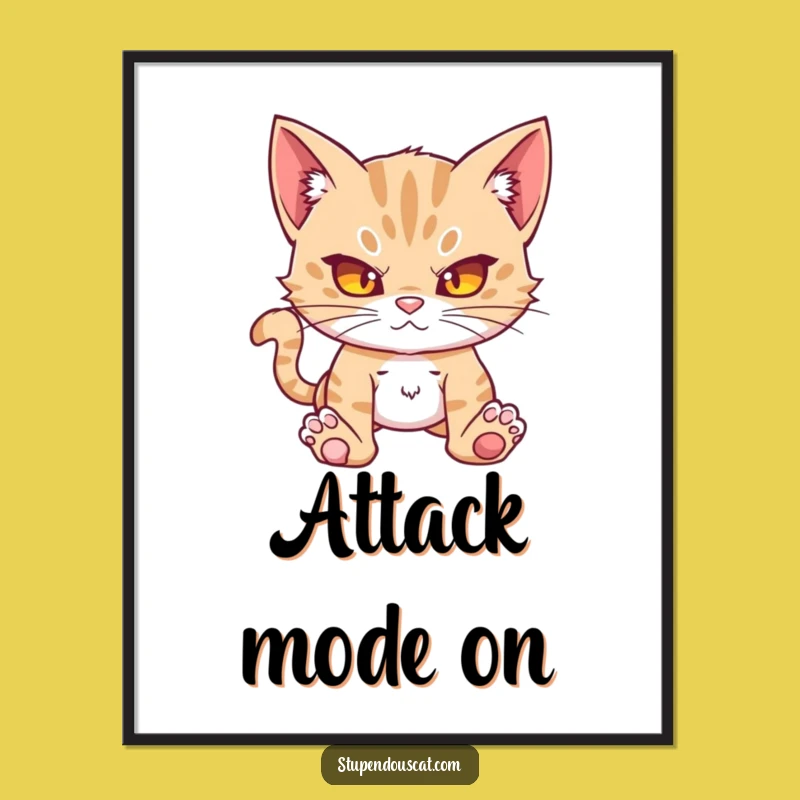 Funny Action Cat Cub Poster - Bold Art for Humorous Spaces
