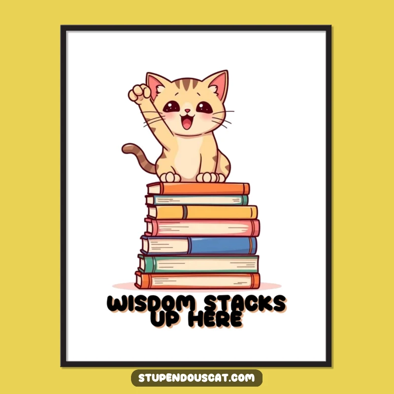 Funny Book Cat Poster: Add Hilarious Literary Flair to Your Walls Funny Gift