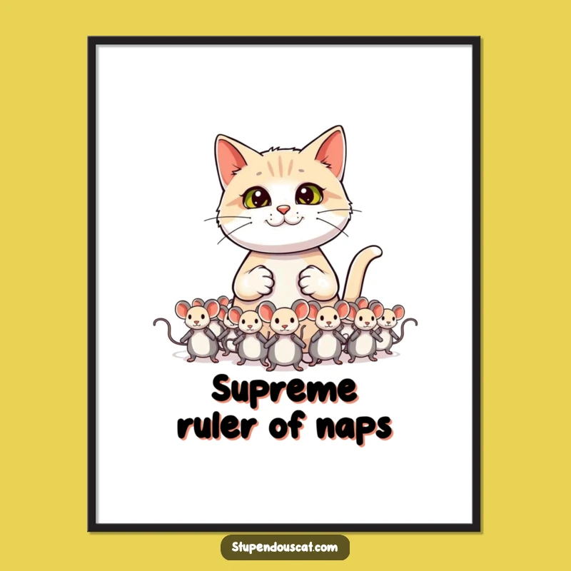 Funny Cat General Poster - Majestic Feline Leader Art Gift