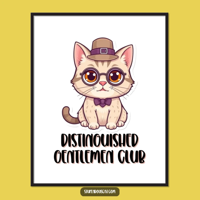 Funny Distinguished Cat Poster: Classy Vibes Art, Quaint Funny Gift for Decor