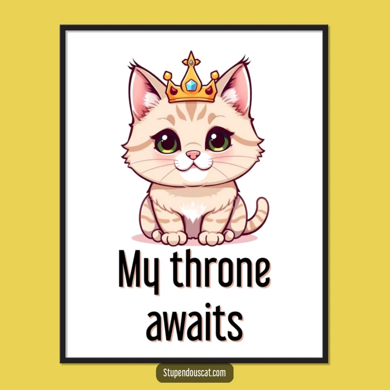 Funny Majestic Crown Cat Poster: Regal Feline Art for Your Walls!