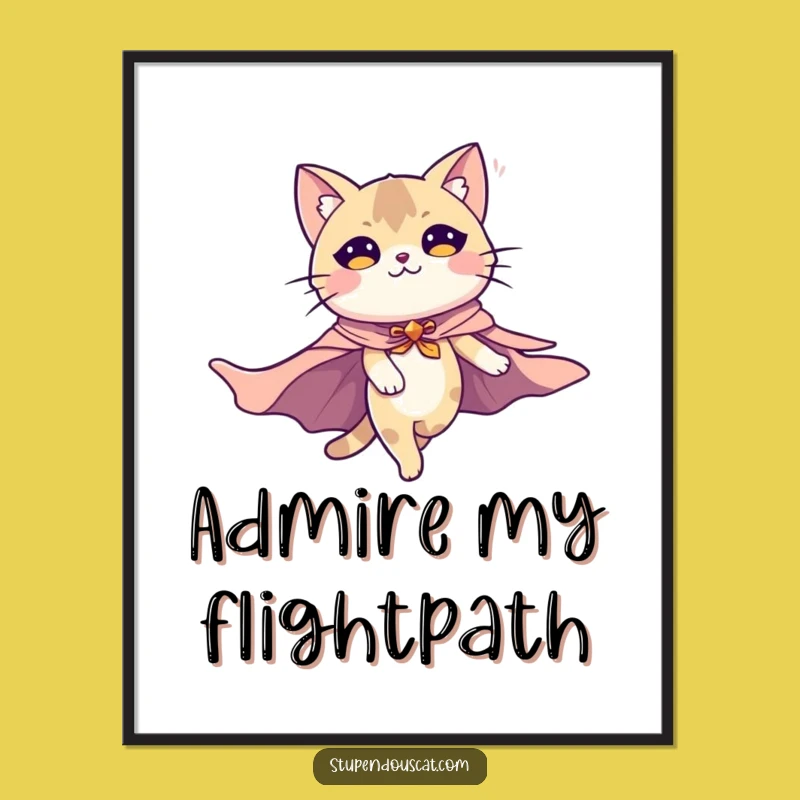 Funny Majestic Flying Cat Poster: Epic Heroic Art, Wall Decor Gift