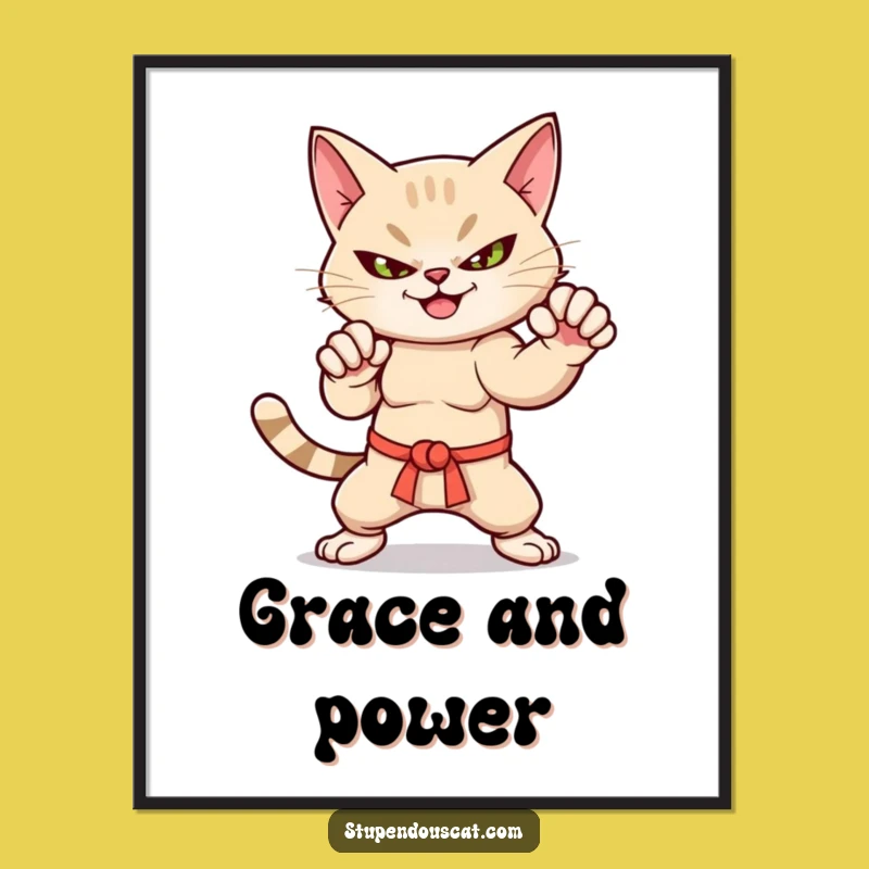 Funny Martial Arts Cat Poster - Dynamic Wall Art for Fighters