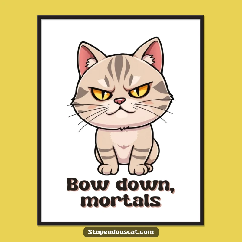 Funny Smug Cat Pose Poster: Dramatic Feline Art - Perfect Funny Gift Decor