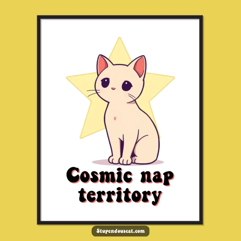 Funny Star Cat Poster - Silhouette Glow, Hilarious Celestial Wall Art