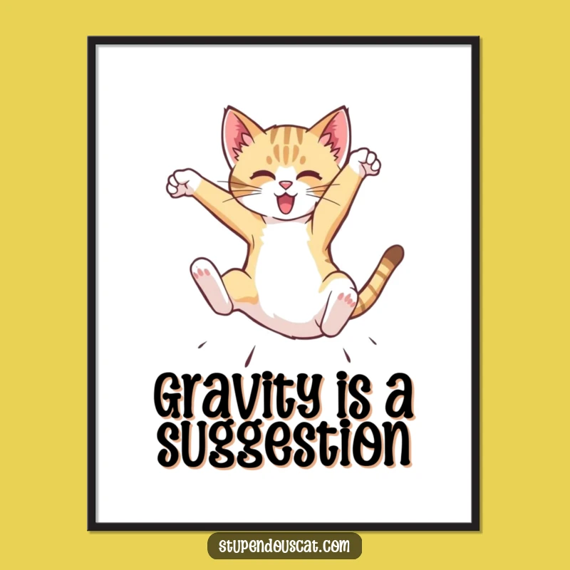 Funny Dynamic Cat Cub Flip Poster - Energetic Art for Humorous Walls