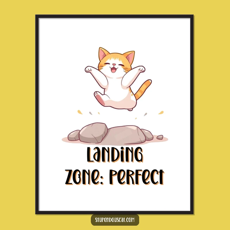 Funny Cat Landing Poster: Adorn Your Walls with Epic Feline Jumps, Artful Funny Gift