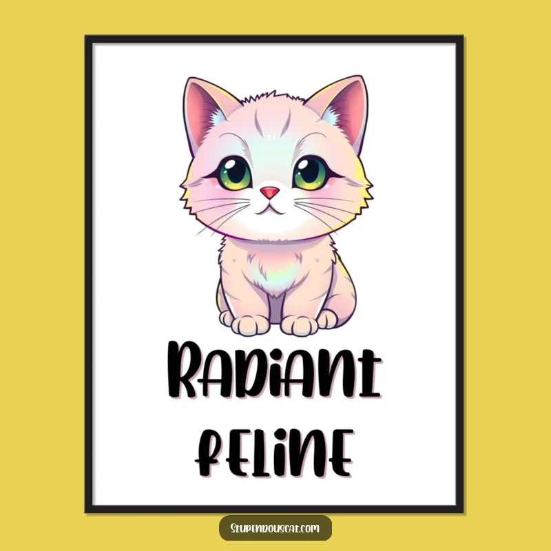 Funny Iridescent Cat Poster: Shimmering Art - Vibrant Wall Decor Gift