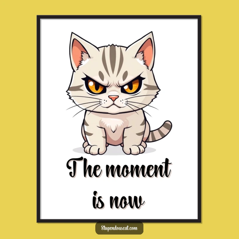 Funny Determined Cat Poster: Motivational Art for Your Space