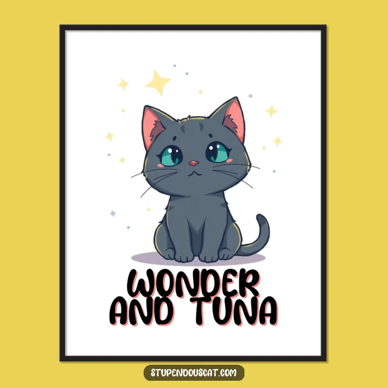 Funny Starry Night Cat Poster: Celestial Feline Art, Ideal Funny Gift Decor