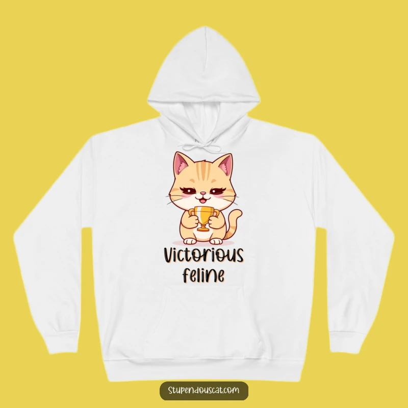 Cozy Funny Cat Trophy Hoodie - Warm & Proud Champ Apparel